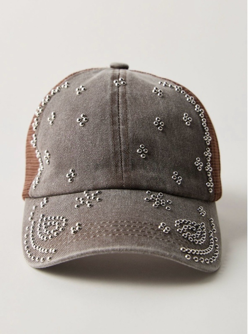 Free People Gray Studded Trucker Hat